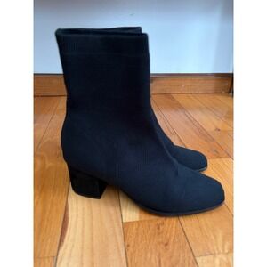 Eileen Fisher Black Ohm Stretch Knit Block-Heel Booties Size 8.5
